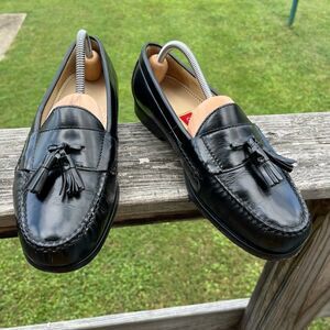 Vintage Cole Haan Red Tag Black Leather 3506 Size 9.5E Mens Dress Tassel Loafers